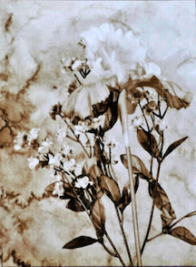 Black and white photograph of flowers